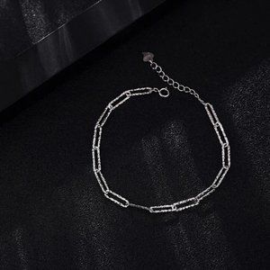 925 Sterling Silver Sparkling Chain Bracelet Female Ins Niche Design Lux…